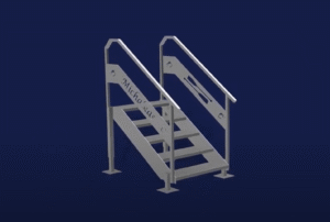 3D CAD Modeling and Drawing of a metal staircase.