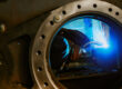 Hands Of Unrecognizable Welder while they are welding.