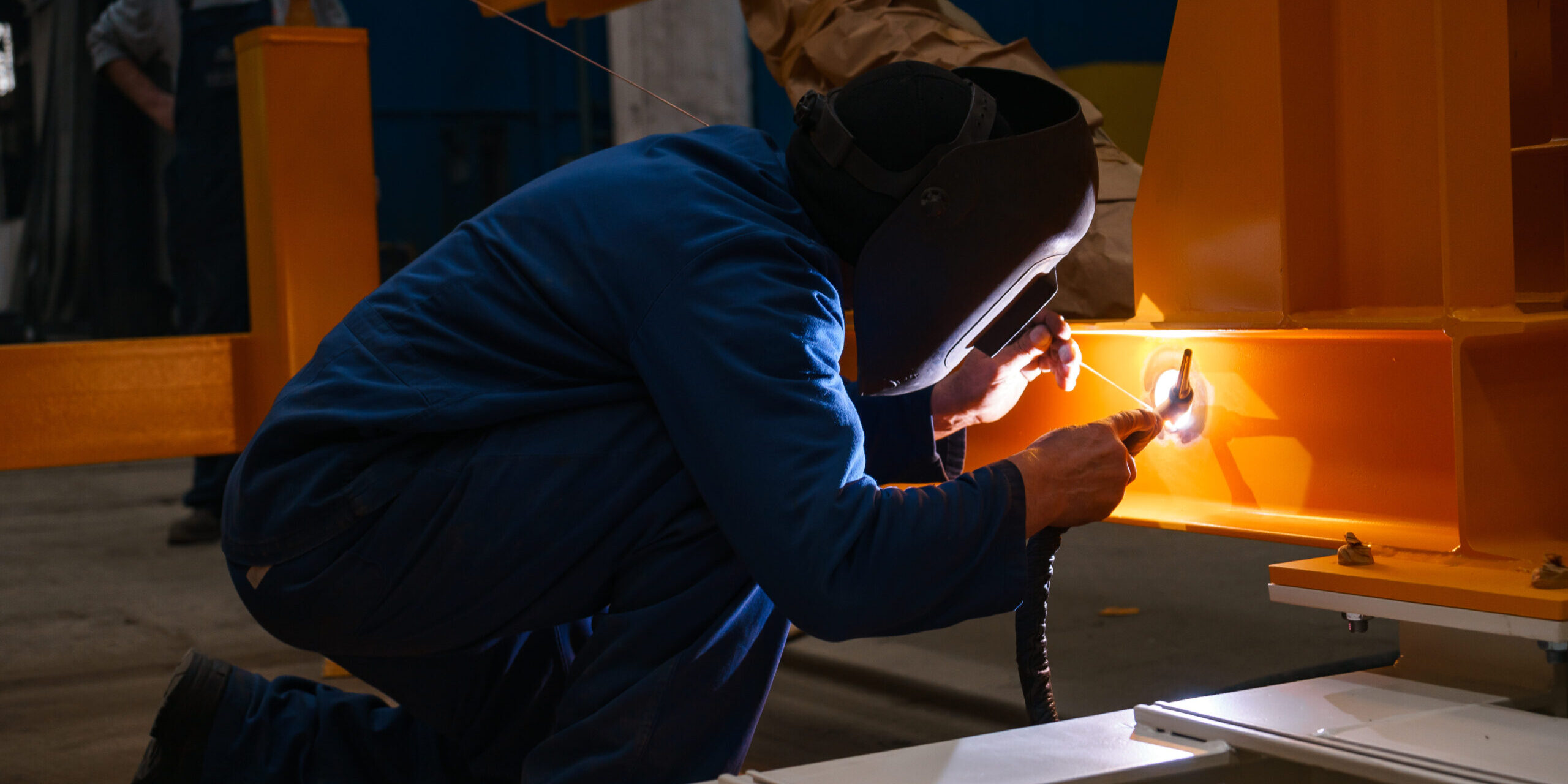 A closeup shot of a welder working